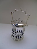 Victorian Silver Plated Jam with Blue Glass