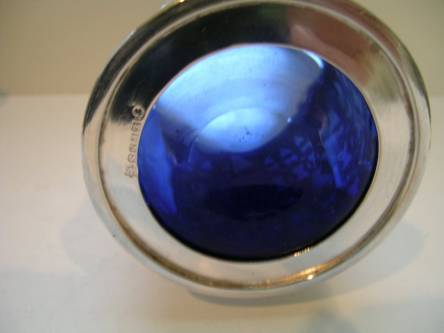 Victorian Silver Plated Jam with Blue Glass
