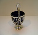 English Sterling silver Sugar Bowl with Blue