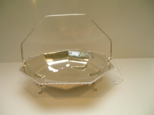 English Deco Silverplate Basket with Handle