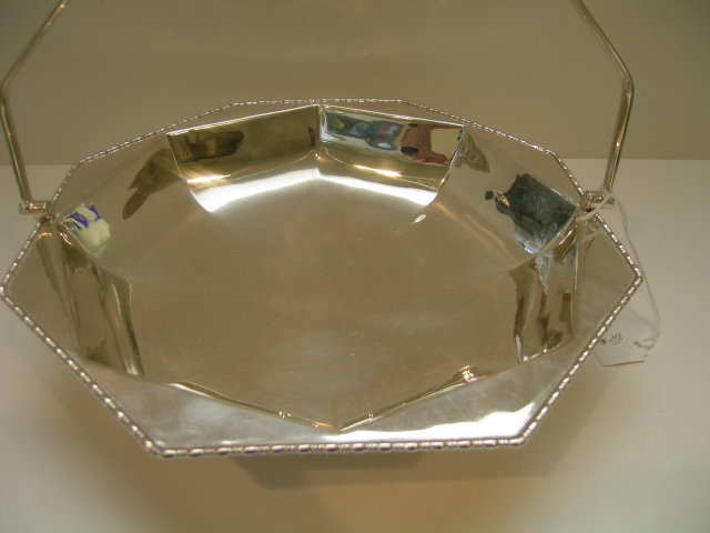 English Deco Silverplate Basket with Handle