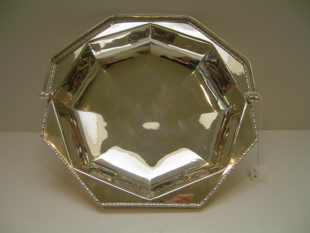 English Deco Silverplate Basket with Handle