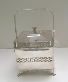 Victorian Silverplate and Glass Biscuit Box