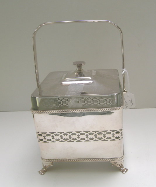 Victorian Silverplate and Glass Biscuit Box
