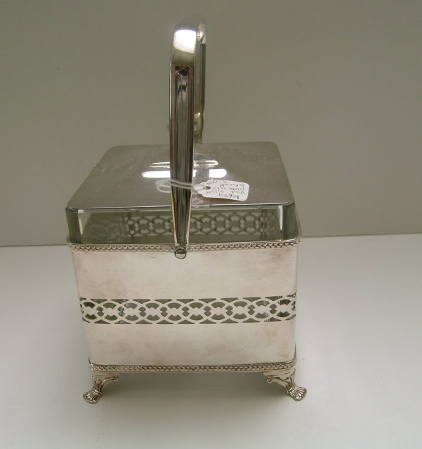 Victorian Silverplate and Glass Biscuit Box