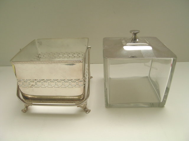 Victorian Silverplate and Glass Biscuit Box