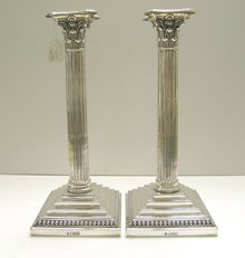 Sterling Silver Pair Corinthinan Pedestal
