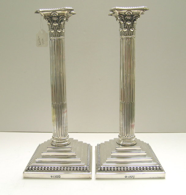 Sterling Silver Pair Corinthinan Pedestal