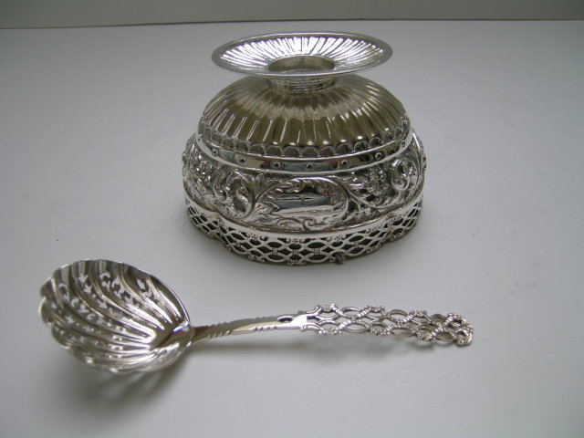 Sterling Silver Victorian Oval Bowl with Spoon
