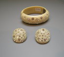 Lucite Weiss Hinged Rhinestone Bracelet / Earrings Set