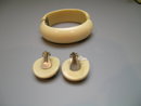 Lucite Weiss Hinged Rhinestone Bracelet / Earrings Set