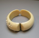 Lucite Weiss Hinged Rhinestone Bracelet / Earrings Set