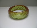 Bakelite Vintage Chunky Diamond Cut Applejuice