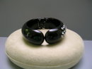 Lucite Black Rhinestone Bangle and Earrings