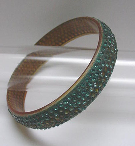 Celluloid Vintage Green Sparkle Bangle