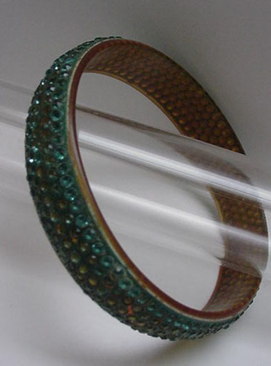 Celluloid Vintage Green Sparkle Bangle