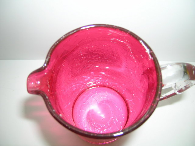 Victorian Cranberry Crackle Glass Pitcher