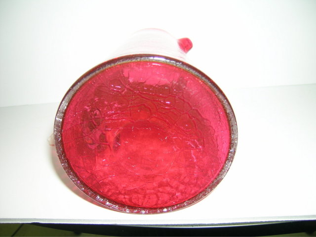 Victorian Cranberry Crackle Glass Pitcher