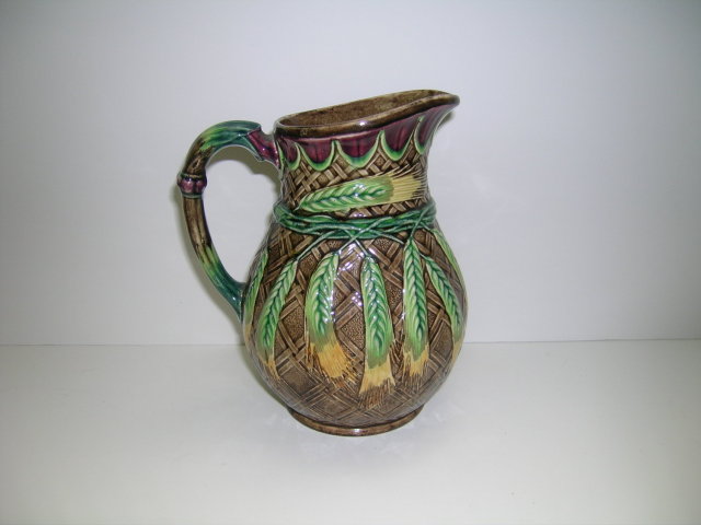 English Majolica Wheat Design Jug