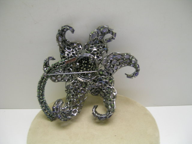 Beautiful Large Ameythist and Peridot Brooch