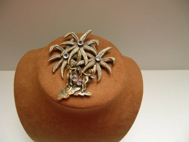 Joseff Palm Trees and Angel Brooch