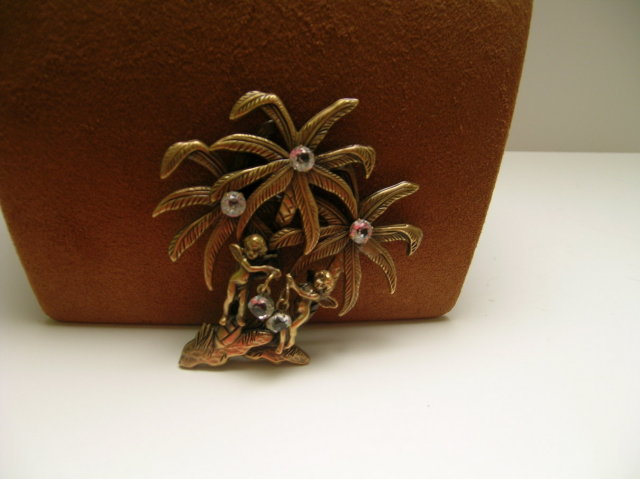 Joseff Palm Trees and Angel Brooch
