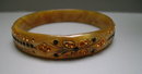 Celluloid Deco Amber, Black Rhinestone