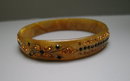 Celluloid Deco Amber, Black Rhinestone