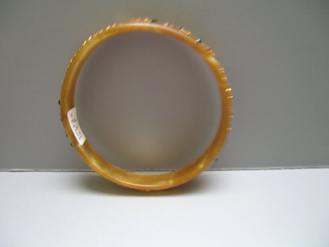 Celluloid Deco Amber, Black Rhinestone