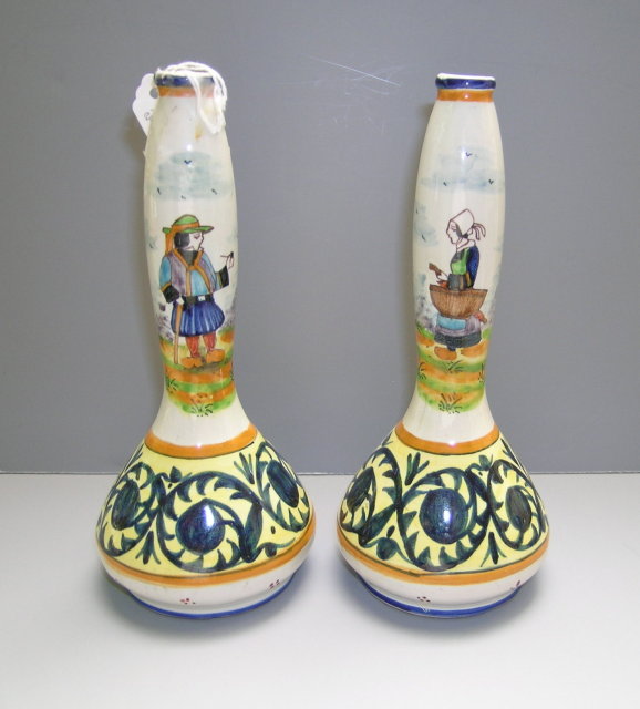 Quimper Pair of Bud Vases