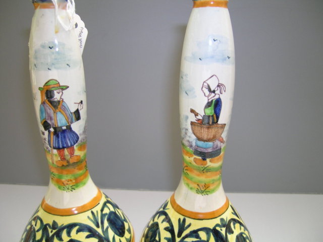 Quimper Pair of Bud Vases