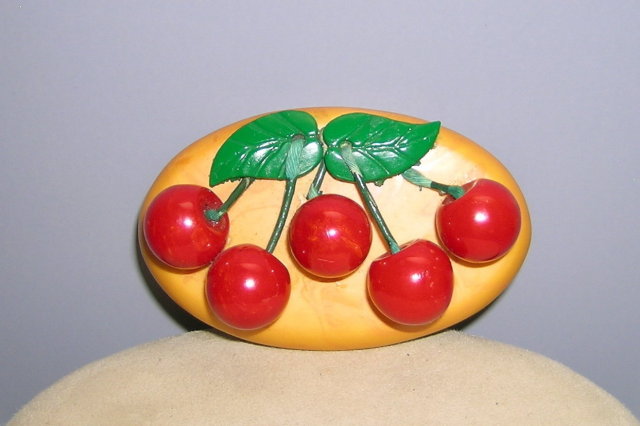 Bakelite Vintage Large Cherries Brooch