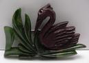 Bakelite and wood vintage swan brooch