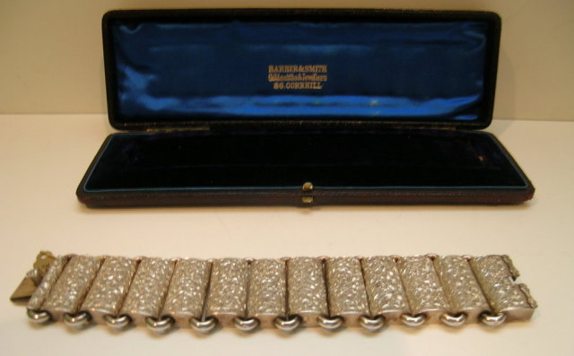 Victorian Sterling Etched Wide Link Bracelet