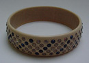 Celluloid Blue and White Rhinestone Bangle