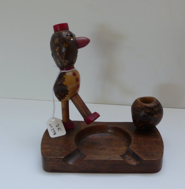 Bakelite & Wood Ashtray & Match Holder