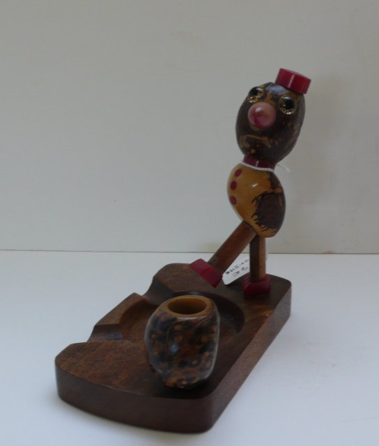 Bakelite & Wood Ashtray & Match Holder