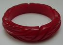Bakelite Vintage Carved Red Leaf Bracelet