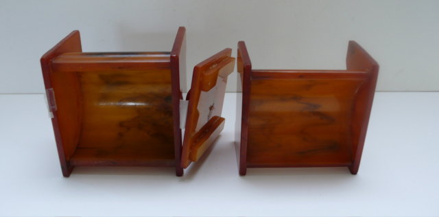 Bakelite Set Butterscotch Vanity Boxes