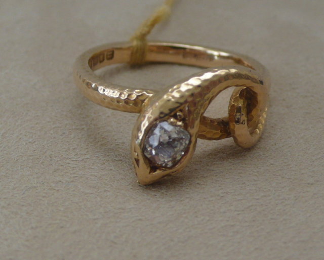 Victorian 18Ct Gold and Diamond Snake Ring