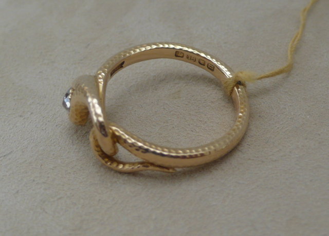 Victorian 18Ct Gold and Diamond Snake Ring