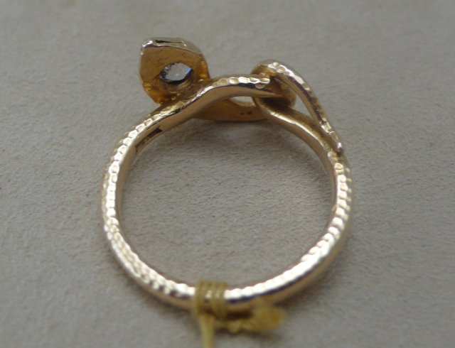 Victorian 18Ct Gold and Diamond Snake Ring