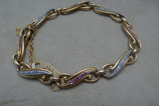 18 Ct. Gold Diamond and Ruby Bracelet