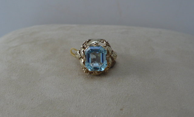 Art Nouveau 14 CT. Austrain Aquamarine Ring