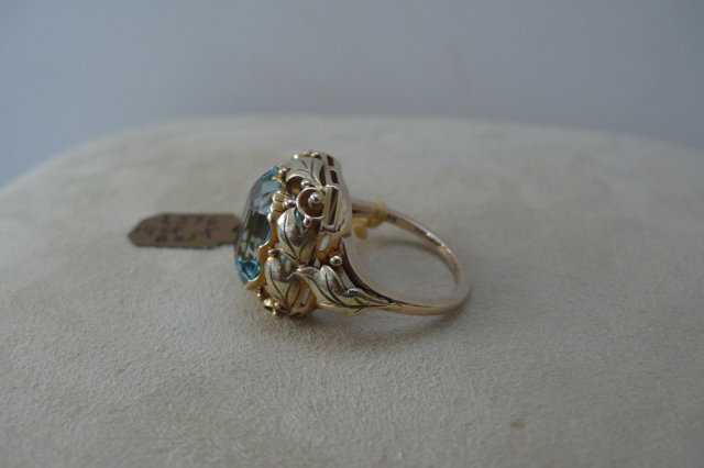 Art Nouveau 14 CT. Austrain Aquamarine Ring