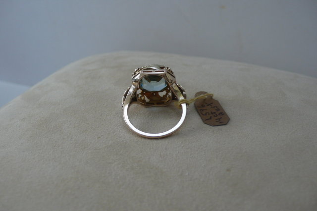 Art Nouveau 14 CT. Austrain Aquamarine Ring