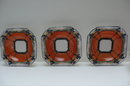 Shelley Orange Sunset & Trees Bowl & 6 small
