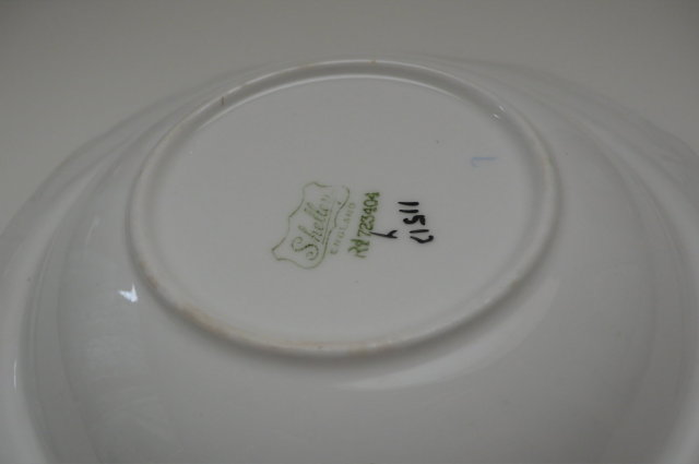 Shelley Orange Sunset & Trees Bowl & 6 small