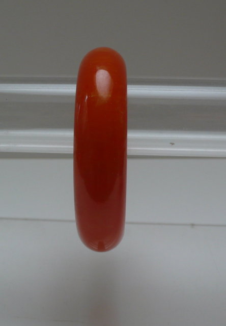 Bakelite Chunky Bright Orange Marbled Bangle