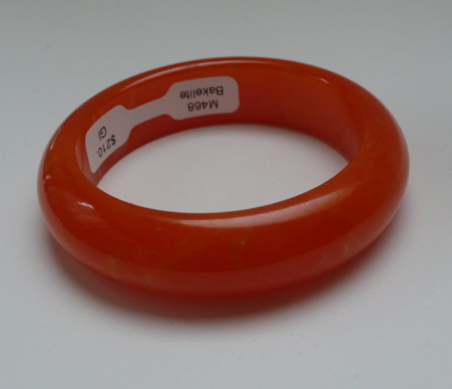 Bakelite Chunky Bright Orange Marbled Bangle